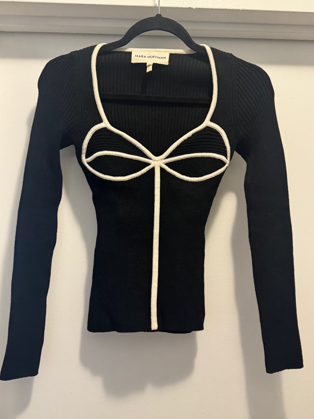 Mara Hoffman Black Long-Sleeve Sweater Top